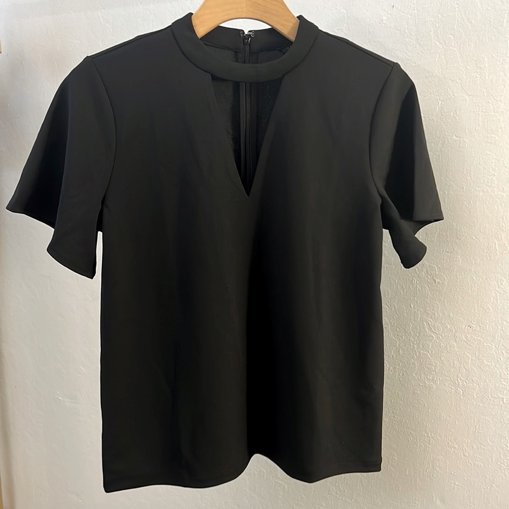 Ann Taylor top with v-neck cut out and short sleeves
